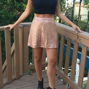 Rose gold decree sequin skirt
